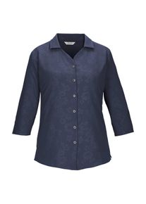 Funktionshemd Killtec "KOS 62 WMN WVN SHRT", Damen, Gr. 48, Normalgr&ouml;&szlig;en, nachtblau, Obermaterial: 100% Polyester, Hemden Funktionshemd, Schnelltrocknende Bluse mit floralem Print und R&uuml;ckenraffung