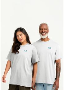 Kurzarmshirt Jack Wolfskin "LIVE WILD T", Damen, Gr. XS, paw, starkwei&szlig;, Obermaterial: 100% BAUMWOLLE, Shirts Kurzarmshirt