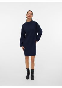 V&eacute;ro Moda Strickkleid VERO MODA "VMNANCY LS FUNNELNECK DRESS GA NOOS", Damen, Gr. XS, N-Gr, blau (navy blazer), Feinstrick, Obermaterial: 52% Viskose, 28% Polyester, 20% Nylon, unifarben, loose fit, Rippb&uuml;ndchen, Kleider Strickkleid