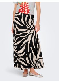 Maxirock Only "ONLCHIGO SAKURA LONG SKIRT WVN", Damen, Gr. S, schwarz aop:flower, Web, Obermaterial: 55% Viskose, 45% Nylon, bedruckt, kn&ouml;chellang, R&ouml;cke Maxirock, Viskosemischung