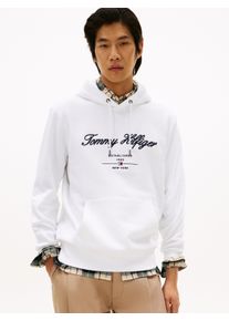 Hoodie Tommy Hilfiger "SCRIPT LOGO HOODY", Herren, Gr. XL, wei&szlig;, Sweatware, Obermaterial: 63% Baumwolle, 37% Polyester, regular fit h&uuml;ftlang, Rippb&uuml;ndchen, Sweatshirts Hoodie, mit aufgesticktem Logo
