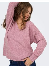 V-Ausschnitt-Pullover Only "ONLRICA LIFE L/S V-NECK PULLO KNT NOOS", Damen, Gr. L, heather rose detail:with melange, Strick, Obermaterial: 93% Polyester, 4% Nylon, 3% Elasthan, meliert, regular fit normal, V-Ausschnitt, Rippstrickb&uuml;ndchen, Pullover V-Ausschnitt-Pullover, Materialmix, regular fit