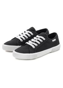 Sneaker Lascana, Damen, Gr. 35, schwarz, Obermaterial: 100% Textilmaterial. Decksohle: 100% Textilmaterial. Futter: 100% Textilmaterial. Laufsohle: 100% Synthetik, unifarben, Basic, Schuhe Sneaker, aus Textil, Schn&uuml;rhalbschuh, Freizeitschuh, Turnschuh, Topseller