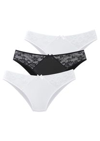 Slip Petite Fleur, Herren, Gr. 44/46, 3 Stk., 2x wei&szlig;, 1x schwarz, Microtouch, Obermaterial: 87% Polyamid, 13% Elasthan, Unterhosen Slip, mit Spitzeneins&auml;tzen