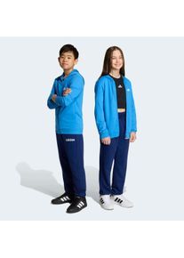 Trainingsanzug adidas Sportswear "ESSENTIALS KINDER", Damen, Gr. 128, ray blau, wei&szlig;, Obermaterial: 52% Baumwolle, 48% Polyester, Sportanz&uuml;ge Trainingsanzug, zweiteilig, aus Baumwolle und Polyester, weiches French Terry