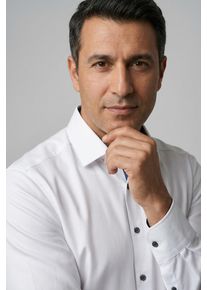 Businesshemd OLYMP "No. Six super slim", Herren, Gr. 38, N-Gr, bunt (wei&szlig;, blau, kontrastfarbene details), Web, Obermaterial: 97% Baumwolle, 3% Elastolefin, sehr schmal, eckige 1-Knopf-Manschette verstellbar, Hemden Businesshemd