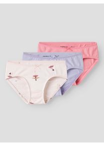 Panty name it "NMFBRIEFS 3P BALLARINA NOOS", M&auml;dchen, Gr. 92, 3 Stk., lila (pearl pack:w, peony, lila heather), Jersey, Obermaterial: 95% Baumwolle, 5% Elasthan, unifarben, bequem, Unterhosen Panty