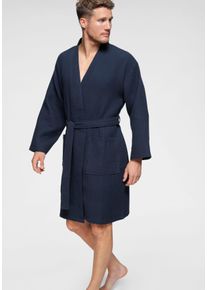 Unisex-Bademantel OTTO HOME "Nora, ideal f&uuml;r Sauna & Spa, Hotelbademantel, Morgenmantel" Gr. 4XL, blau (navy), L:105cm, Waffelpiqu&eacute;, Hausm&auml;ntel, Unisex-Bademantel, Damen & Herren, Kimono-Kragen, Waffelpiqu&eacute;, Baumwolle, Reisebademantel, Topseller