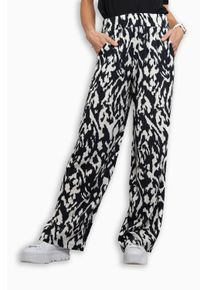 Stoffhose Seidel Moden "Otto exclusiv", Damen, Gr. 46, N-Gr, schwarz, Web, Obermaterial: 100% Viskose, gemustert, bequem lang, Hosen Stoffhose, mit grafischem Muster und weitem Bein - MADE IN GERMANY