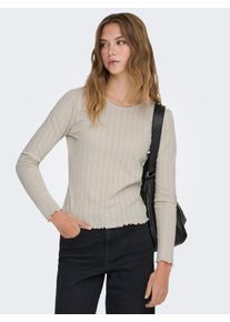 Langarmshirt Only "ONLCARLOTTA L/S TOP NOOS JRS", Damen, Gr. XS, grau (pumice stone), Jersey, Obermaterial: 100% Baumwolle, unifarben, regular fit normal, Rundhals, Shirts Langarmshirt
