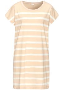 Nachthemd s.Oliver, Damen, Gr. 48/50, N-Gr, beige (beige, wei&szlig;, gestreift), Single Jersey, Obermaterial: 60% Baumwolle, 40% Polyester, gestreift, unifarben, loose fit mini, Rundhals, angeschnitten, Kleider Nachthemd, mit garngef&auml;rbten Streifen