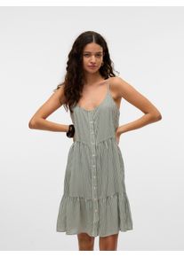 V&eacute;ro Moda Tr&auml;gerkleid VERO MODA "VMBUMPY SHORT SINGLET DRESS WVN GA NOOS", Damen, Gr. S, N-Gr, wei&szlig; (laurel wreath stripes:snow wei&szlig;), Web, Obermaterial: 100% Viskose, gestreift, relaxed fit ca. Mitte Oberschenkel, Rundhals, Kleider Tr&auml;gerkleid, Sommerkleid