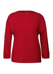 Street One T-Shirt mit Rippdetail - Damen - Gr. 42 - rot