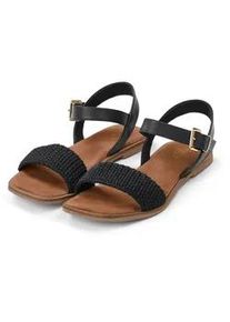Tchibo - Ledersandalen mit H&auml;kelriemen - Damen - Gr. 37 - schwarz