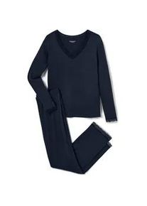Tchibo - Pyjama-Set mit Spitzenbesatz - Damen - Gr. XL - dunkelblau