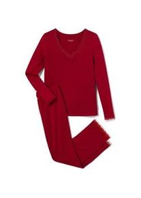 Tchibo - Pyjama-Set mit Spitzenbesatz - Damen - Gr. XL - rot