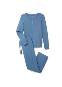 Tchibo - Flanell-Pyjama-Set - Damen - Gr. L - blau