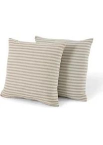 Tchibo - 2 Outdoor-Kissen mit Leinen-Haptik - hellgrau