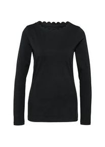 Tchibo - Shirt mit Wellenkante - Damen - Gr. S - schwarz