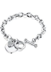 Armband "Strassherz", Damen, Gr. Metall, silber (silbern), Collezione Alessandro, Armb&auml;nder Armband