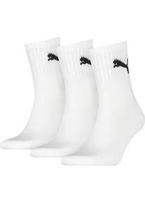 Sportsocken Puma "short crew", Herren, Gr. 35-38, wei&szlig;, Baumwollmischung, Elasthan, Polyamid, Polyester, unifarben mit Farbeinsatz, elastisch, Socken Sportsocken, gepolsterte Frottee-Sohle, atmungsaktiv