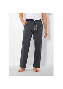 H.I.S. Schlafhose H.I.S, Herren, Gr. 44/46 (S), N-Gr, blau (blau, meliert), Jersey, Obermaterial: 65% Baumwolle, 35% Polyester. Hosenbund: 100% Baumwolle, unifarben, Basic, lang, Hosen Pyjamahose Schlafhose, mit kontrastfarbigem Bund