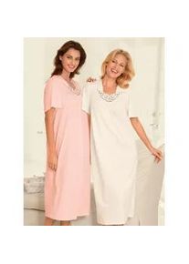 Nachthemd Ascafa "Langarm-Nachthemden", Damen, Gr. 44/46, Kurz, orange (apricot, champagner), 100% Baumwolle, unifarben, Kleider Nachthemd