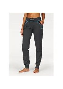 Relaxhose BENCH. LOUNGEWEAR, Damen, Gr. 44/46, N-Gr, bunt (anthrazit, petrol), Interlock, Anthrazitmeliert (Obermaterial): 60% Baumwolle, 40% Polyester, kontrastfarbene Details, unifarben, Basic, bequem lang, Hosen Relaxhose, mit kontrastfarbenen N&auml;hten, Loungewear, Topseller