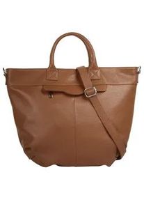 Henkeltasche Samantha Look, Damen, Gr. B/H/T: 43cm x 29cm x 11cm onesize, braun (cognac), Leder, leicht gl&auml;nzend, unifarben, Taschen, echt Leder, Made in Italy