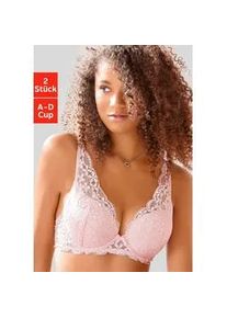 Push-up-BH Petite Fleur, Damen, Gr. 85, Cup B, rosa (rosenholz, ros&eacute;), Spitze, Obermaterial: 60% Polyamid, 35% Polyester, 5% Elasthan, BHs Push-up-BH, in High Apex Schnittform, Dessous