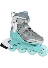 Inlineskates Powerslide "Powerslide Rocket Grey adj." Gr. 37, blau (grau, t&uuml;rkis, wei&szlig;), Inlineskates_Rollschuhe, Kinder, 37/40 (bis 60 kg), Kunstfaser, gr&ouml;&szlig;enverstellbar