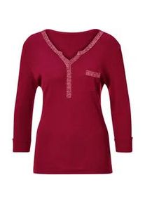 3/4-Arm-Shirt "Shirt", Damen, Gr. 48, rot (dunkelrot), 50% Baumwolle, 50% Modal, unifarben, Rundhals, Shirts 3/4-Arm-Shirt