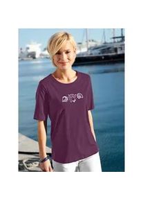 Kurzarmshirt Casual Looks "Shirt", Damen, Gr. 52, lila (feige), 100% Baumwolle, bedruckt, gemustert, unifarben, Rundhals, Shirts