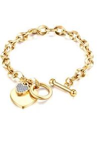 Armband "Strassherz", Damen, Gr. Metall, gold (golden), Collezione Alessandro, Armb&auml;nder Armband