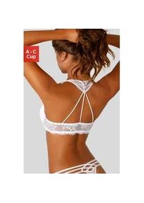 Push-up-BH Lascana, Damen, Gr. 70, Cup C, wei&szlig;, Spitze, Obermaterial: 60% Polyamid, 35% Polyester, 5% Elasthan, BHs Push-up-BH, mit dekorativem Spitzenr&uuml;cken im B&auml;nderdesign, sexy Dessous