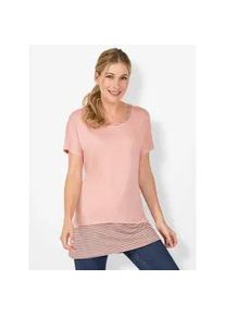 2-in-1-Shirt Casual Looks "Shirt + Top", Damen, Gr. 42, rosa (ros&eacute;), 95% Viskose, 5% Elasthan, gemustert, gestreift, mehrfarbig, unifarben, Rundhals, Shirts 2-in-1 Shirt