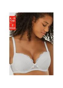 Balconette-BH Petite Fleur, Damen, Gr. 75, Cup A, schwarz-wei&szlig; (wei&szlig;, schwarz), Spitze, Obermaterial: 90% Polyamid, 10% Elasthan, BHs Balconette-BH, mit h&uuml;bscher Spitze, Dessous