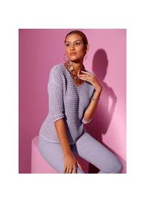 CR&Eacute;ATION L Strickpullover CREATION L "Pullover", Damen, Gr. 36, lila (flieder), 50% Baumwolle, 50% Polyacryl, unifarben, Pullover Strickpullover