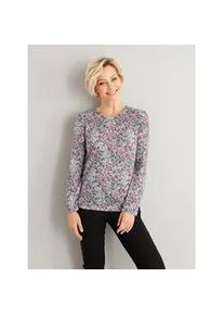 Print-Shirt Classic Basics "Druck-Shirt", Damen, Gr. 40, wei&szlig; (wei&szlig;, gemustert), 60% Polyester, 35% Viskose, 5% Elasthan, gebl&uuml;mt, gemustert, mehrfarbig, Rundhals, Shirts