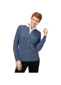 Strickjacke Classic Basics, Damen, Gr. 46, blau (blau, meliert), 73% Polyacryl, 20% Polyamid, 7% Polyester, meliert, figurumspielend, Strickjacken Strickjacke