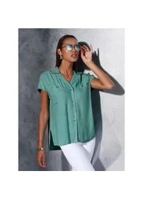 CR&Eacute;ATION L Longbluse CREATION L, Damen, Gr. 46, gr&uuml;n (salbei), 100% Viskose, unifarben, V-Ausschnitt, Blusen Longbluse
