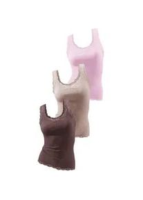 H.I.S. Spitzentop H.I.S "aus Feinripp", Damen, Gr. 32/34, rosa (ros&eacute;, braun, taupe), Feinripp, Obermaterial: 100% Baumwolle, unifarben, tiefer Rundhals, Tops Spitzentop, aus weicher Baumwoll-Qualit&auml;t, Topseller