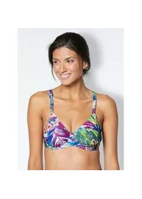 B&uuml;gel-Bikini-Top feel good, Damen, Gr. 46, Cup F, bunt (lagune, gemustert), Elasthan, Polyamid, Bikini-Oberteile