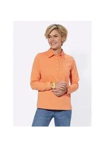 Langarm-Poloshirt Casual Looks "Poloshirt", Damen, Gr. 48, orange, 100% Baumwolle, Webstoff:100% Baumwolle, unifarben, ohne Ausschnitt, Shirts