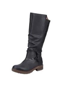 Winterstiefel Rieker, Damen, Gr. 42, Normalschaft, schwarz, Lederimitat, Schuhe Winterstiefel, Langschaftstiefel, Blockabsatz, mit Rieker-TEX-Membran