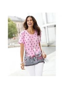 Tunikashirt Inspirationen "Shirt", Damen, Gr. 40, rosa (hellros&eacute;, bedruckt), 95% Viskose, 5% Elasthan, bedruckt, gebl&uuml;mt, gemustert, mehrfarbig, Rundhals, Shirts