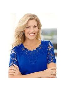 Spitzenshirt Classic Basics "Shirt", Damen, Gr. 40, blau (royalblau), 100% Baumwolle, Spitze:100% Polyester, unifarben, Rundhals, Shirts