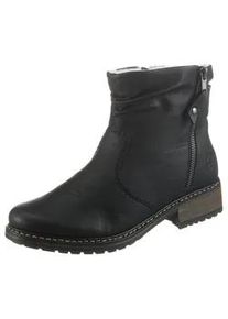 Winterstiefelette Rieker, Damen, Gr. 38, schwarz, Nubuklederimitat, unifarben, Schuhe Winterstiefelette, Winterboots, Blockabsatz, Profilsohle, mit Zierrei&szlig;verschluss au&szlig;en, Topseller