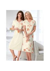 Nachthemd Ascafa "Kurzarm-Nachthemden", Damen, Gr. 52/54, Normalgr&ouml;&szlig;en, gelb (vanille, vanille, bedruckt), 100% Baumwolle, bedruckt, gebl&uuml;mt, gemustert, unifarben, Kleider Nachthemd