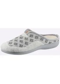 Pantoffel Classic Basics, Damen, Gr. 40, grau (hellgrau, grau, gemustert), Textil, Basic, Schuhe